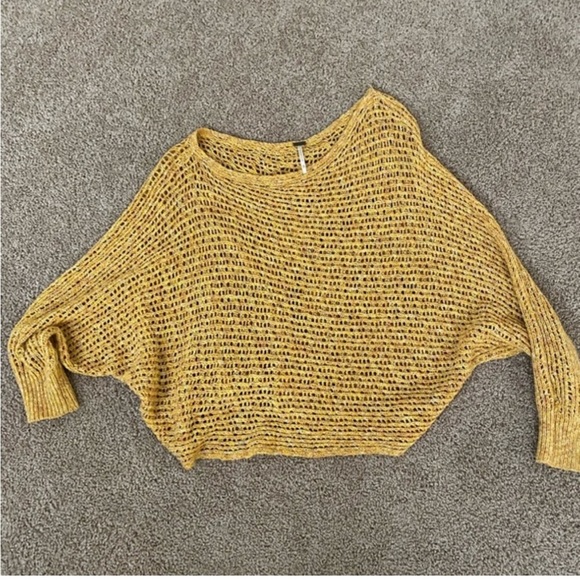 Free people oversized loose knit Dolman batwing layering cold shoulder sweater L - Picture 2 of 9